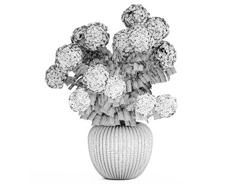 Festive Bouquet In A Ceramic Vase White Hydrangea 580 3D Model