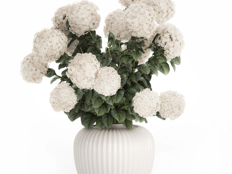 Festive Bouquet In A Ceramic Vase White Hydrangea 580 3D Model
