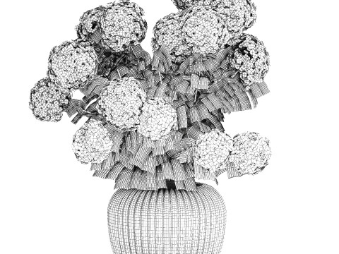 Festive Bouquet In A Ceramic Vase White Hydrangea 580 3D Model