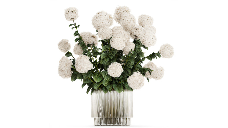 Festive Bouquet Glass Vase With White Hydrangea 581 Modelo 3D .c4d .max .obj .3ds .fbx .stl .blend
