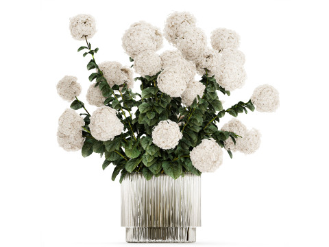 Festive Bouquet Glass Vase With White Hydrangea 581 Modello 3D