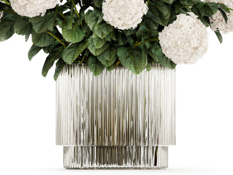 Festive Bouquet Glass Vase With White Hydrangea 581 Modelo 3D