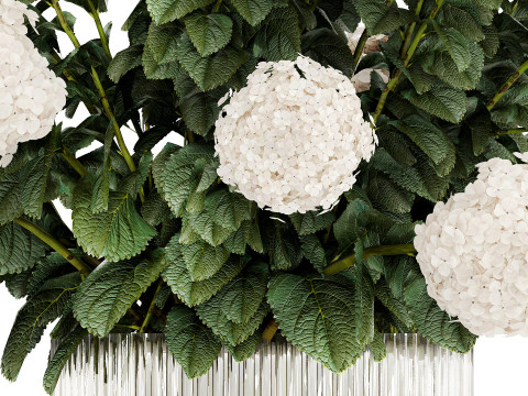 Festive Bouquet Glass Vase With White Hydrangea 581 Modelo 3D