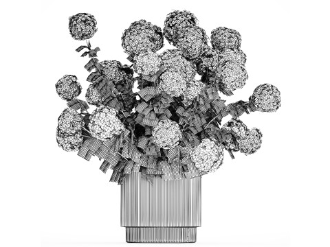 Festive Bouquet Glass Vase With White Hydrangea 581 Modelo 3D