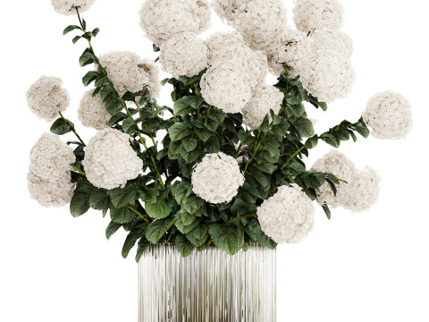 Festive Bouquet Glass Vase With White Hydrangea 581 Modelo 3D