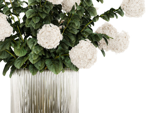 Festive Bouquet Glass Vase With White Hydrangea 581 Modelo 3D