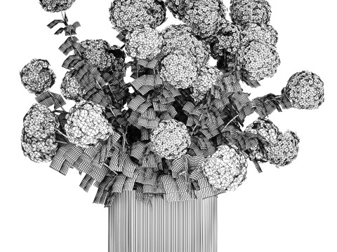 Festive Bouquet Glass Vase With White Hydrangea 581 Modelo 3D