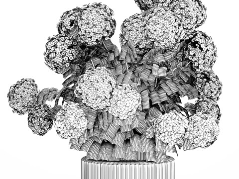 Festive Bouquet Glass Green Vase White Hydrangea 582 3D Модель