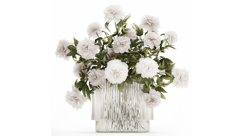 Festive Bouquet In A Glass Vase With White Peony 583 3D मॉडल .c4d .max .obj .3ds .fbx .stl .blend 