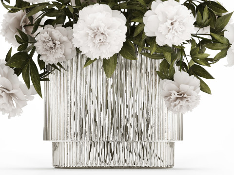 Festive Bouquet In A Glass Vase With White Peony 583 3D मॉडल
