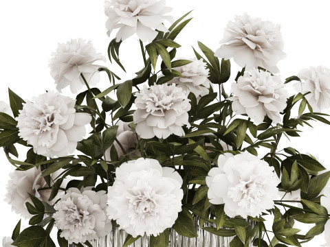Festive Bouquet In A Glass Vase With White Peony 583 3D मॉडल
