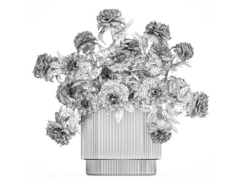Festive Bouquet In A Glass Vase With White Peony 583 3D मॉडल