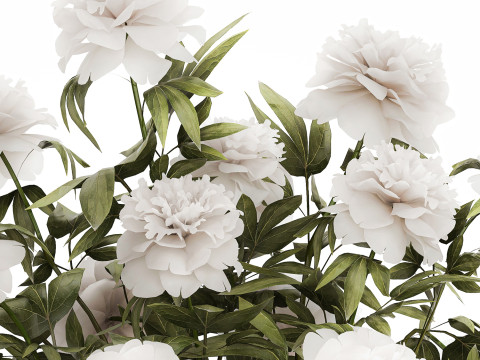 Festive Bouquet In A Glass Vase With White Peony 583 3D मॉडल