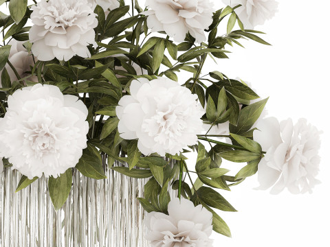 Festive Bouquet In A Glass Vase With White Peony 583 3D मॉडल