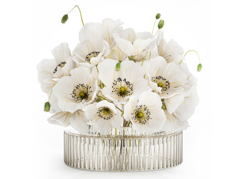 Beautiful Bouquet Of White Wild Flowers Poppy 584 Modelo 3D