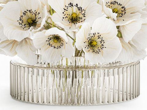 Beautiful Bouquet Of White Wild Flowers Poppy 584 Modelo 3D