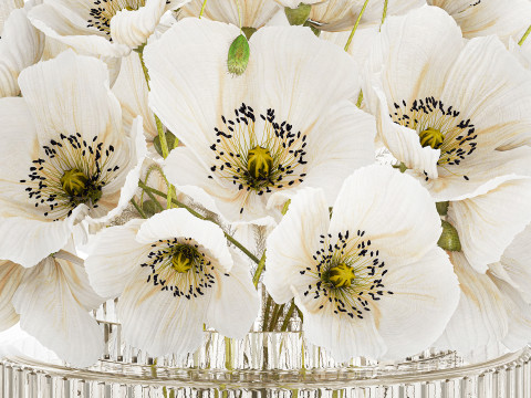 Beautiful Bouquet Of White Wild Flowers Poppy 584 Modelo 3D