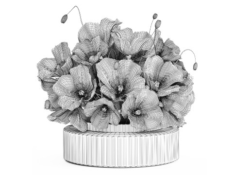 Beautiful Bouquet Of White Wild Flowers Poppy 584 Modelo 3D