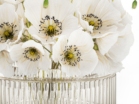 Beautiful Bouquet Of White Wild Flowers Poppy 584 Modelo 3D