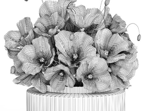 Beautiful Bouquet Of White Wild Flowers Poppy 584 Modelo 3D