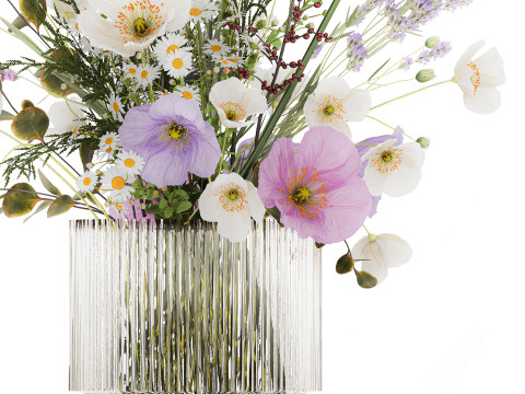 Beautiful Bouquet Of White Wild Flowers poppy 585 Modello 3D