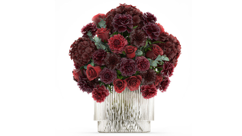 Festive Bouquet Red Flowers Glass Vase Hydrangea 587 3D मॉडल .c4d .max .obj .3ds .fbx .stl .blend 