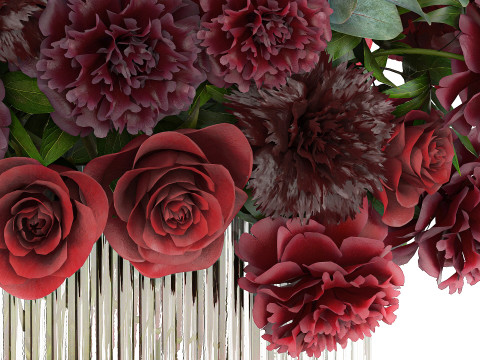 Festive Bouquet Red Flowers Glass Vase Hydrangea 587 3D मॉडल