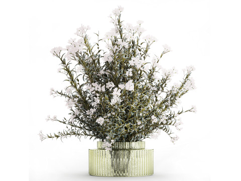 Festive Bouquet Glass Vase White Oleander Nerium 587 3Dモデル