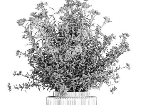 Vaso de vidro buqu&ecirc; festivo oleandro branco Nerium 587 Modelo 3D