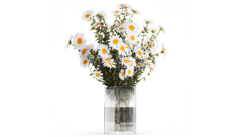 Lush Festive Bouquet Glass Vase White Chamomile 588 Modello 3D .c4d .max .obj .3ds .fbx .stl .blend