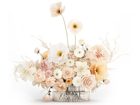 Festive Bouquet Hydrangea Poppy Peony White Roses Magnolia 589 Model 3D