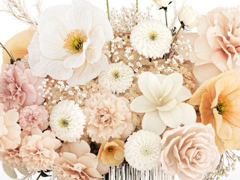 Festive Bouquet Hydrangea Poppy Peony White Roses Magnolia 589 Modello 3D