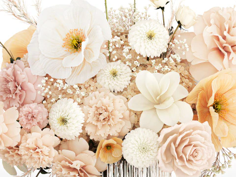 Festive Bouquet Hydrangea Poppy Peony White Roses Magnolia 589 3D Model