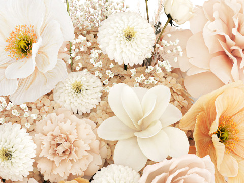 Festive Bouquet Hydrangea Poppy Peony White Roses Magnolia 589 Modello 3D