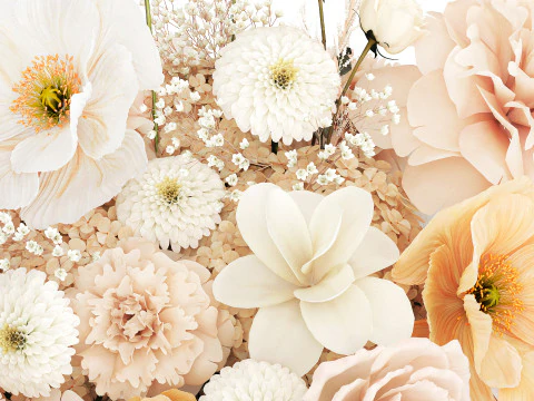 Festive Bouquet Hydrangea Poppy Peony White Roses Magnolia 589 3D Model