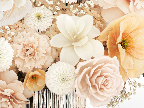 Festive Bouquet Hydrangea Poppy Peony White Roses Magnolia 589 3D Model