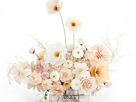 Festive Bouquet Hydrangea Poppy Peony White Roses Magnolia 589 Modello 3D
