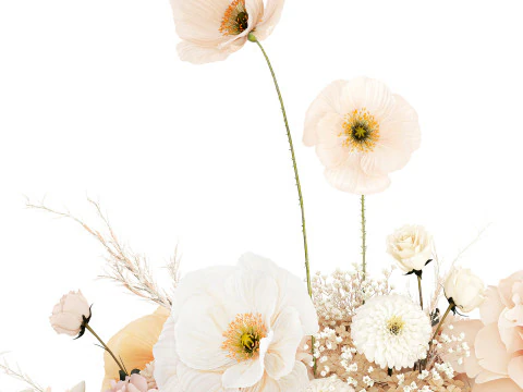 Festive Bouquet Hydrangea Poppy Peony White Roses Magnolia 589 3D Model