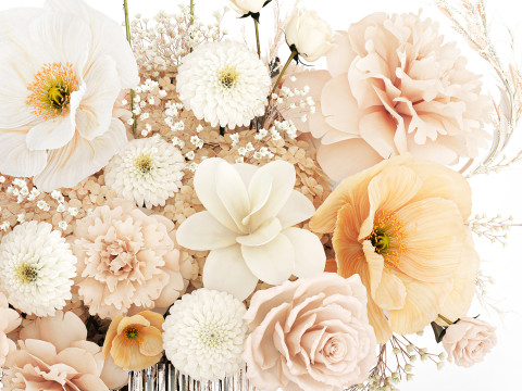Festive Bouquet Hydrangea Poppy Peony White Roses Magnolia 589 Modello 3D