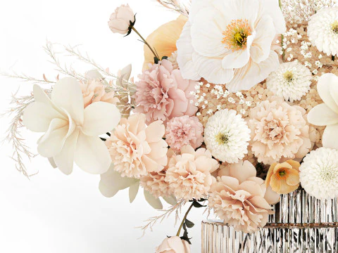 Festive Bouquet Hydrangea Poppy Peony White Roses Magnolia 589 3D Model