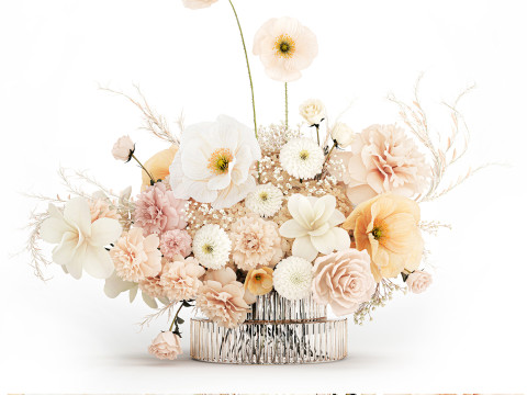 Festive Bouquet Hydrangea Poppy Peony White Roses Magnolia 589 Modello 3D