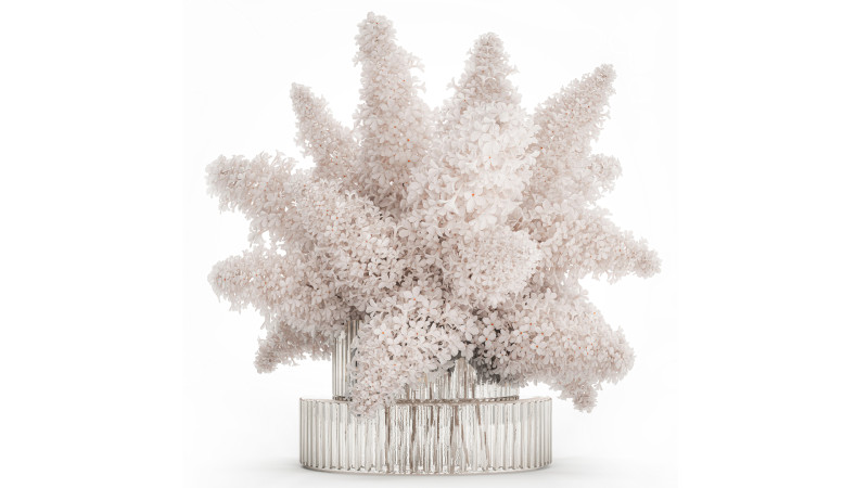 Large Festive Bouquet In A Glass Vase White Lilac 590 Modelo 3D .c4d .max .obj .3ds .fbx .stl .blend