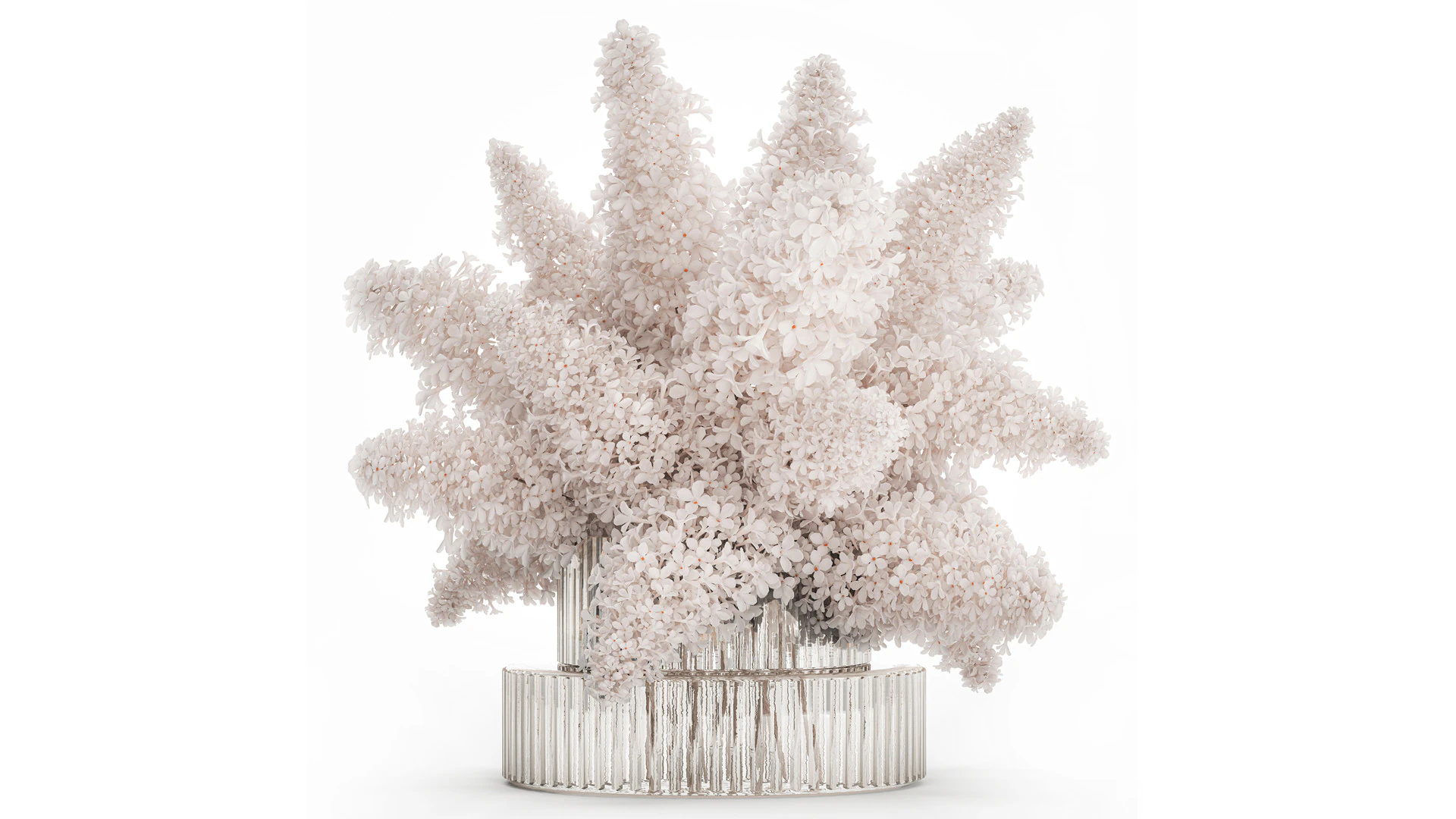 Large Festive Bouquet In A Glass Vase White Lilac 590 3D Model .c4d .max .obj .3ds .fbx .stl .blend 