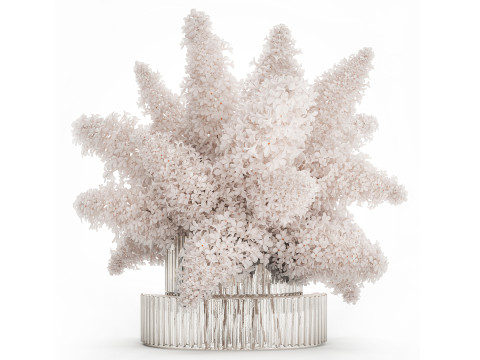 Large Festive Bouquet In A Glass Vase White Lilac 590 Model 3D