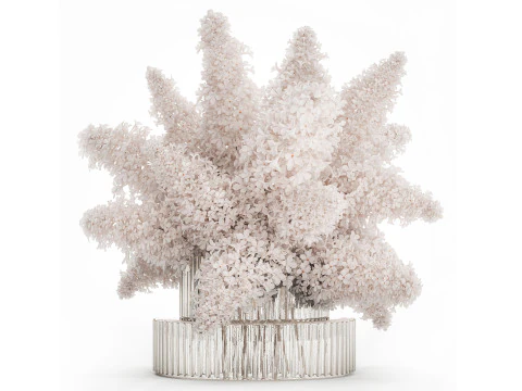 ガラスの花瓶に入った大きなお祝いの花束 ホワイト ライラック 590 3Dモデル