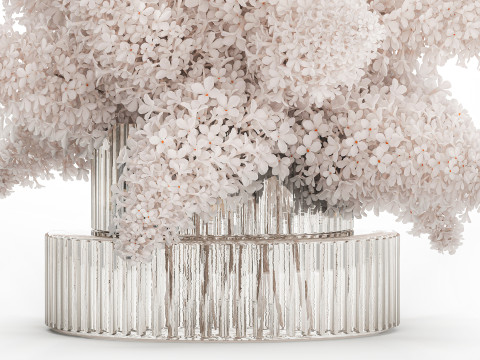 Large Festive Bouquet In A Glass Vase White Lilac 590 Modelo 3D