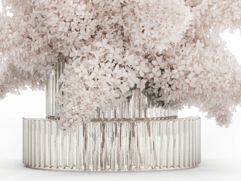 Large Festive Bouquet In A Glass Vase White Lilac 590 3D Model