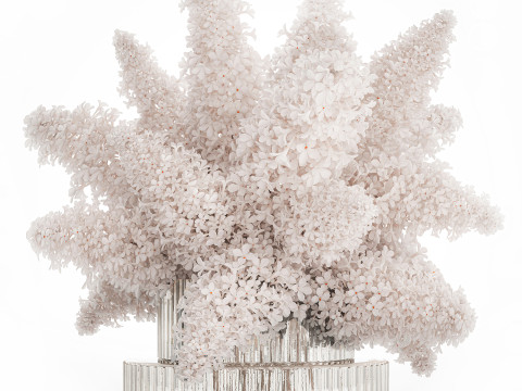 Large Festive Bouquet In A Glass Vase White Lilac 590 Modelo 3D