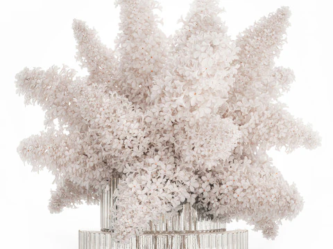 Large Festive Bouquet In A Glass Vase White Lilac 590 3D Model