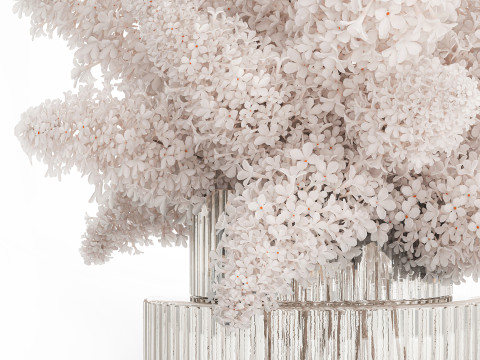 Large Festive Bouquet In A Glass Vase White Lilac 590 Modelo 3D